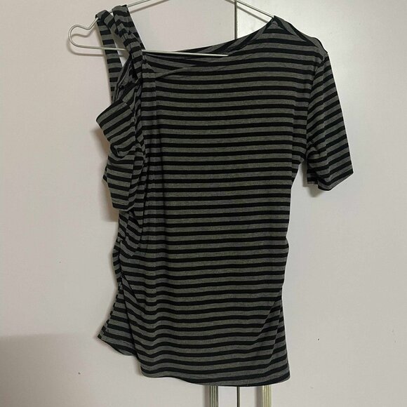 Tops - Striped Asymmetrical One-Shoulder Top